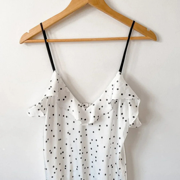 Kate Spade Satin Effect Charmeuse Pajama Romper White Black Polka Dot Size Small - Picture 5 of 9